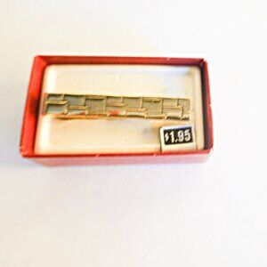 Swank GOLD Tone Tie Bar Clip Clasp Mid Century New